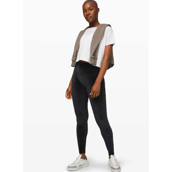 Lululemon‎ Wunder Lounge High-Rise Leggings Velvet Women's Size 4 Black - Picture 1 of 8